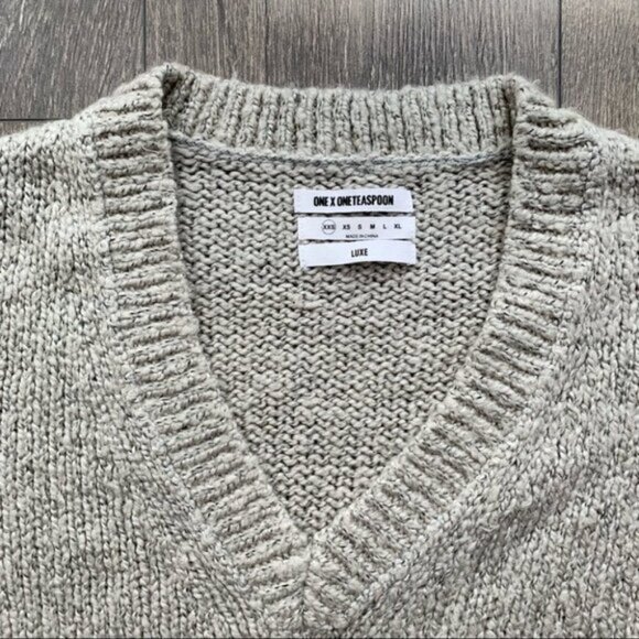 Revolve One Teaspoon Saints & Roses Sweater Chunky Knit Lace Up V-neck Stone XXS - Picture 6 of 16